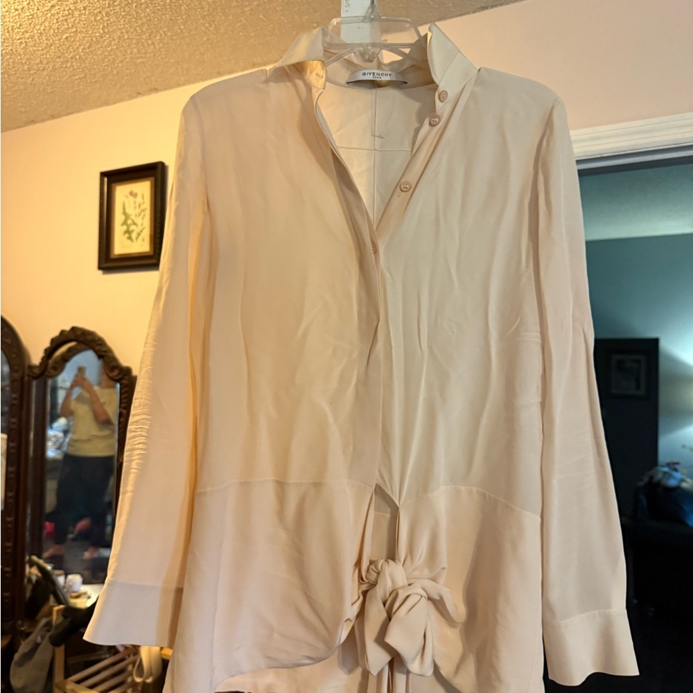 Givenchy Cream Blouse with Chic Tie Detail